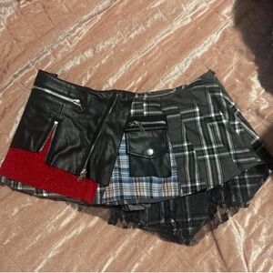 Patchwork Mini Skirt with Zipper Details